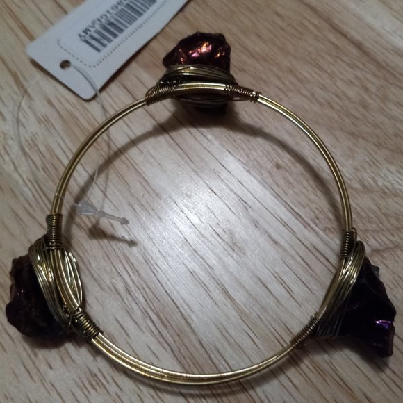 NEW!!! Purple Druzy Stone Gold-Tone Wired Cuff Bracelet w/Free Shipping!! - Picture 8 of 12